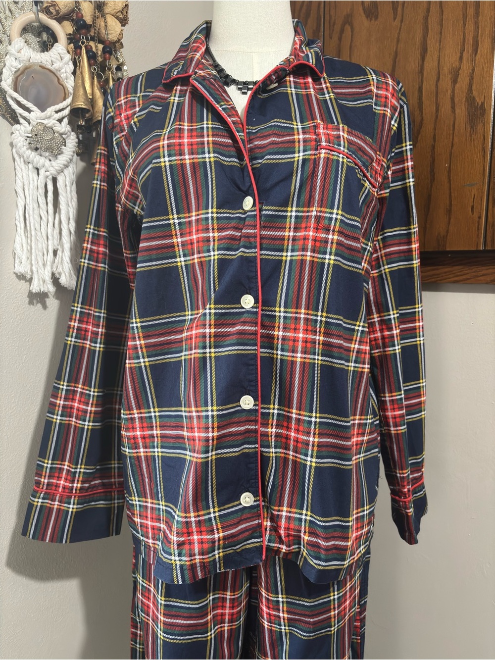 J. Crew Stewart Tartan Plaid Pajama Set Size XS 100% Cotton PJ - Picture 2 of 11